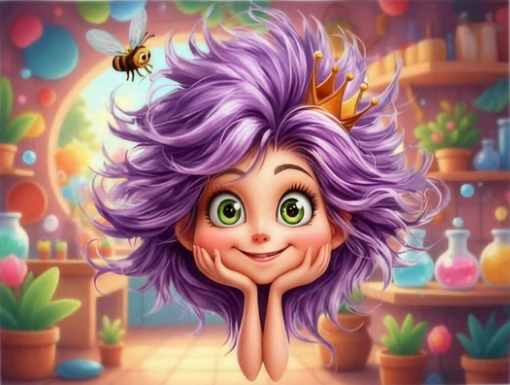 The Krazy Good Fixins logo character with wild purple hair